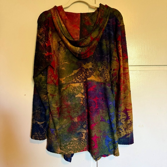 Kamana Multi Color Textured Zip Up Lightweight Jacket Hood Large Art to Wear - Picture 8 of 13